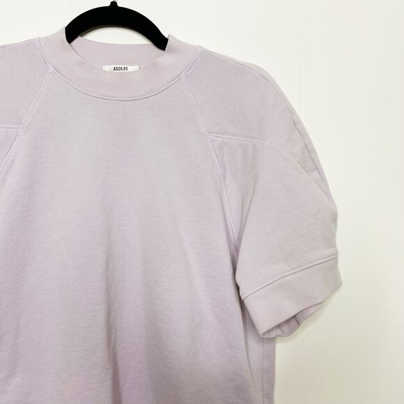 New Agolde Small The Round Shoulder Sweatshirt Jelly Bean Light Purple Mock Neck - Picture 4 of 13